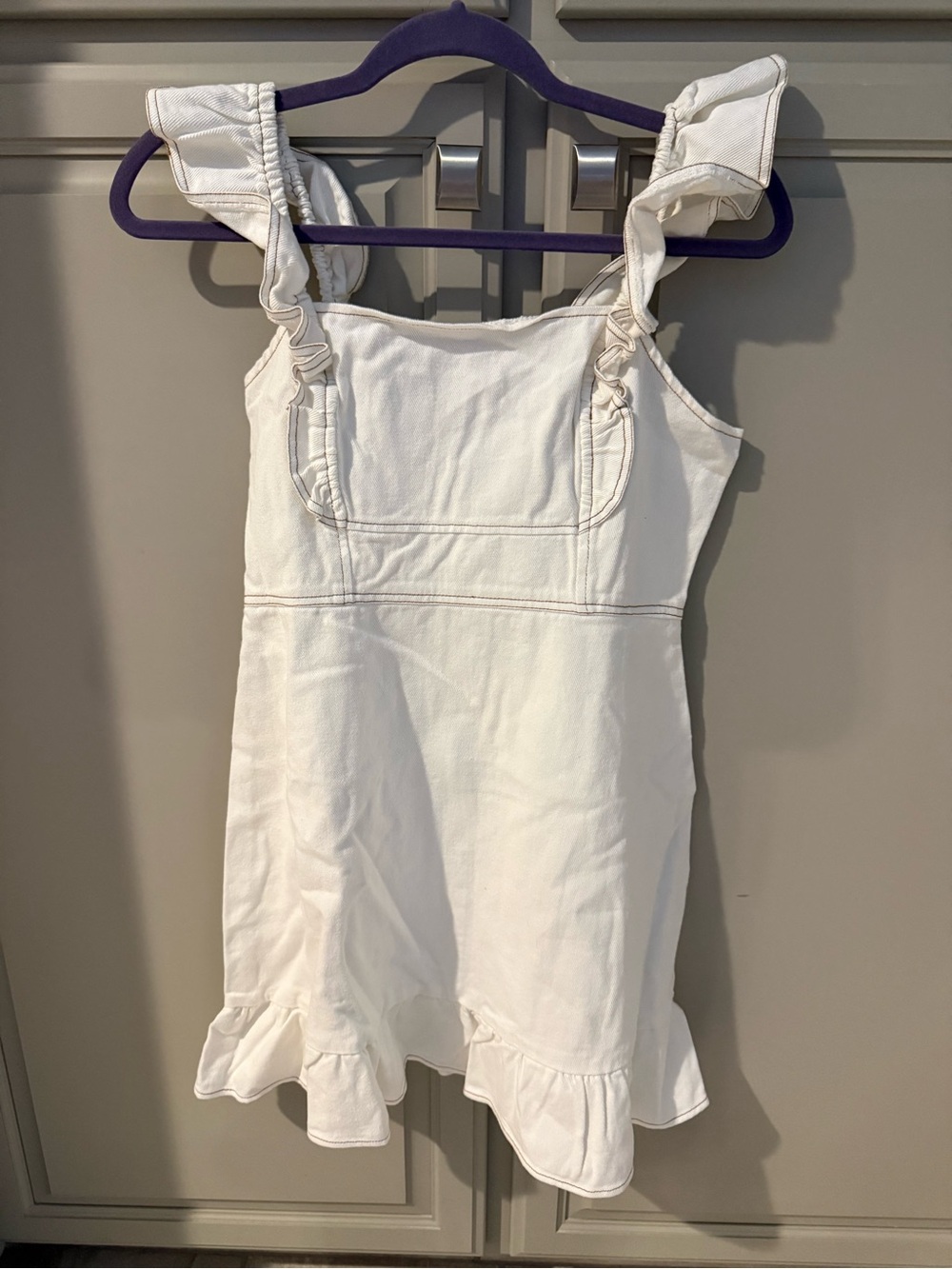 White Ruffle-Hem  Sundress with Ruffle Straps size large